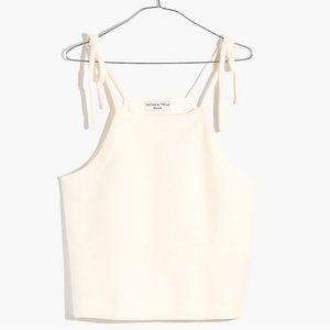 Madewell Women's Cream TEXTURE & THREAD TIE SHOULDER TOP / M
